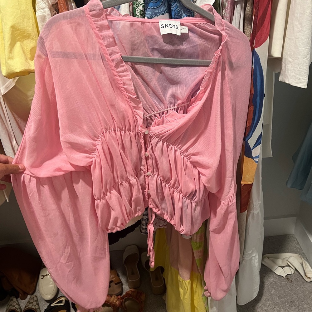 Revolve sheer pink top